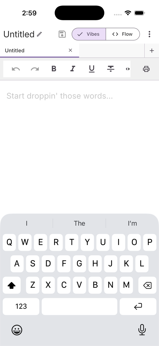Marky Mark editing Markdown on iPhone